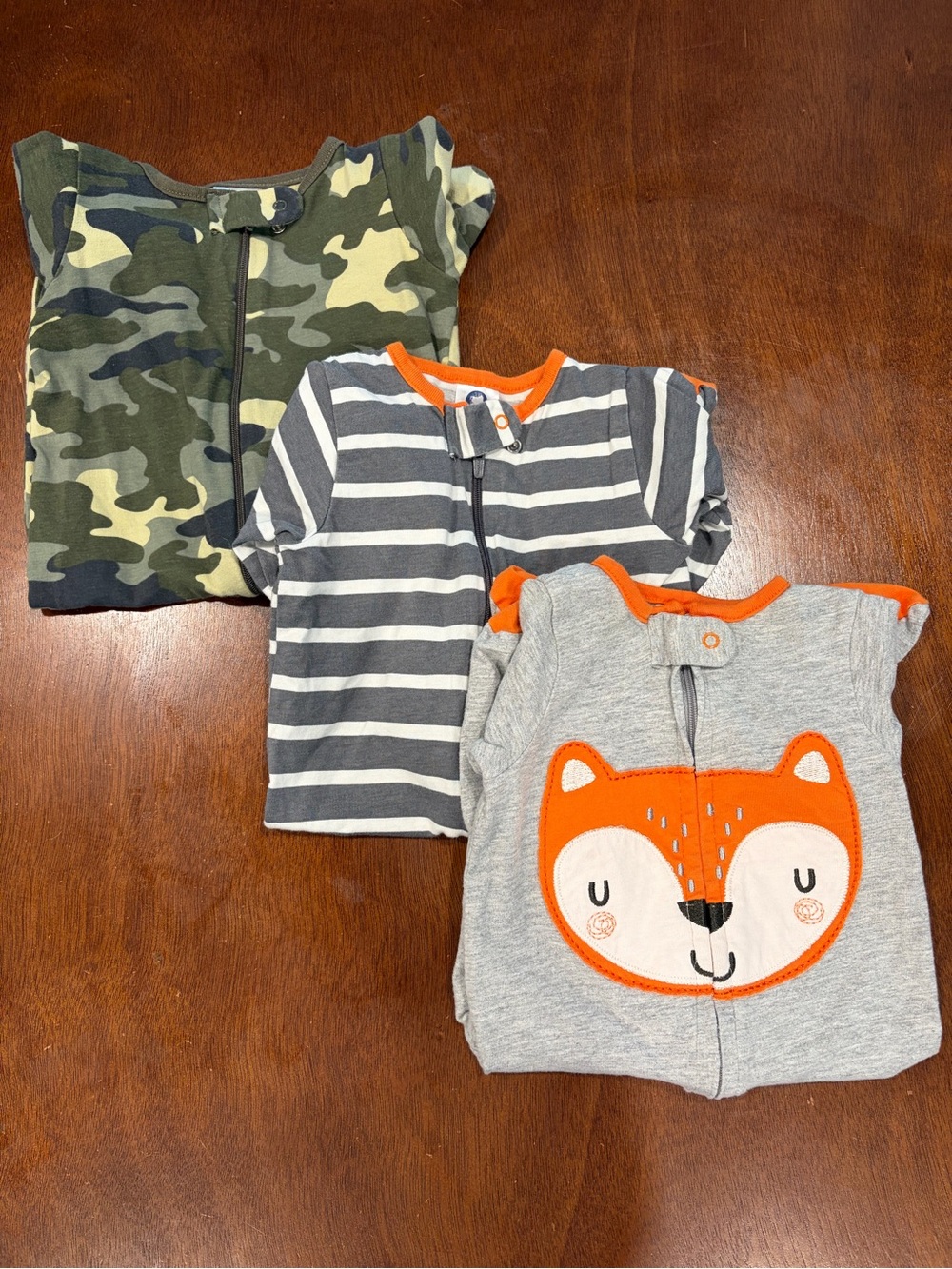 Gerber Baby Sleepers Set - Gray Fox, Camo & Stripe
